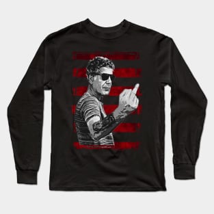 Anthony Bourdain-Middle Finger-Grunge Style Long Sleeve T-Shirt